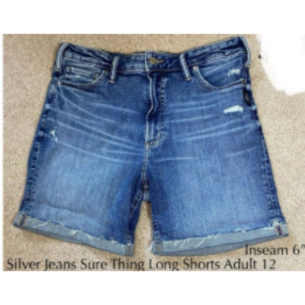 Silver Jeans Sure Thing Long Shorts Woman 25 High Rise Distressed Denim Cuffed
